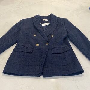 LOFT Navy Double-Breasted Blazer